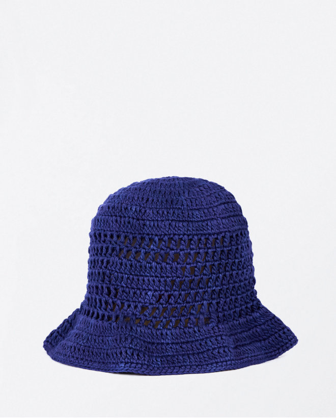 Cappellino da spiaggia a tinta unita all'uncinetto Azzurro