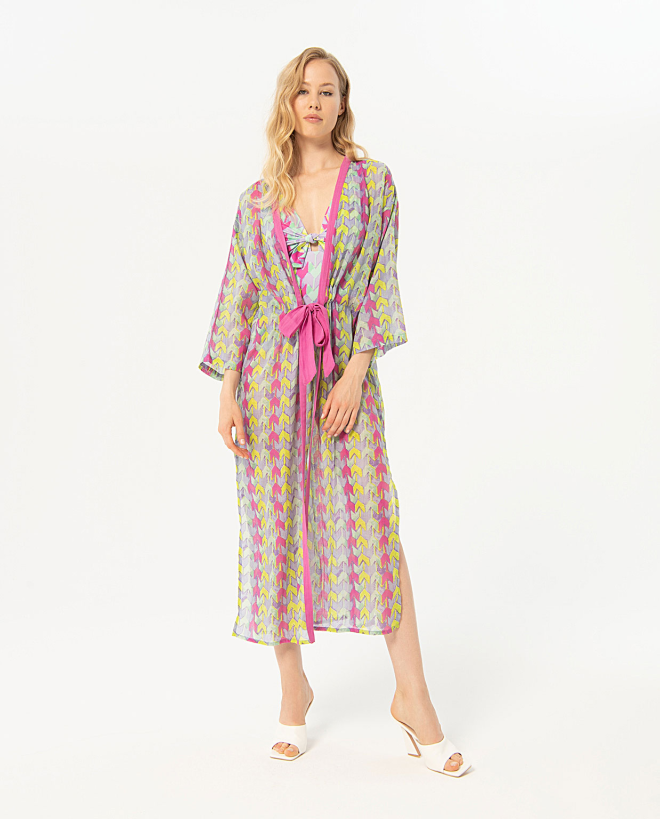 Kimono lungo stampato Lila