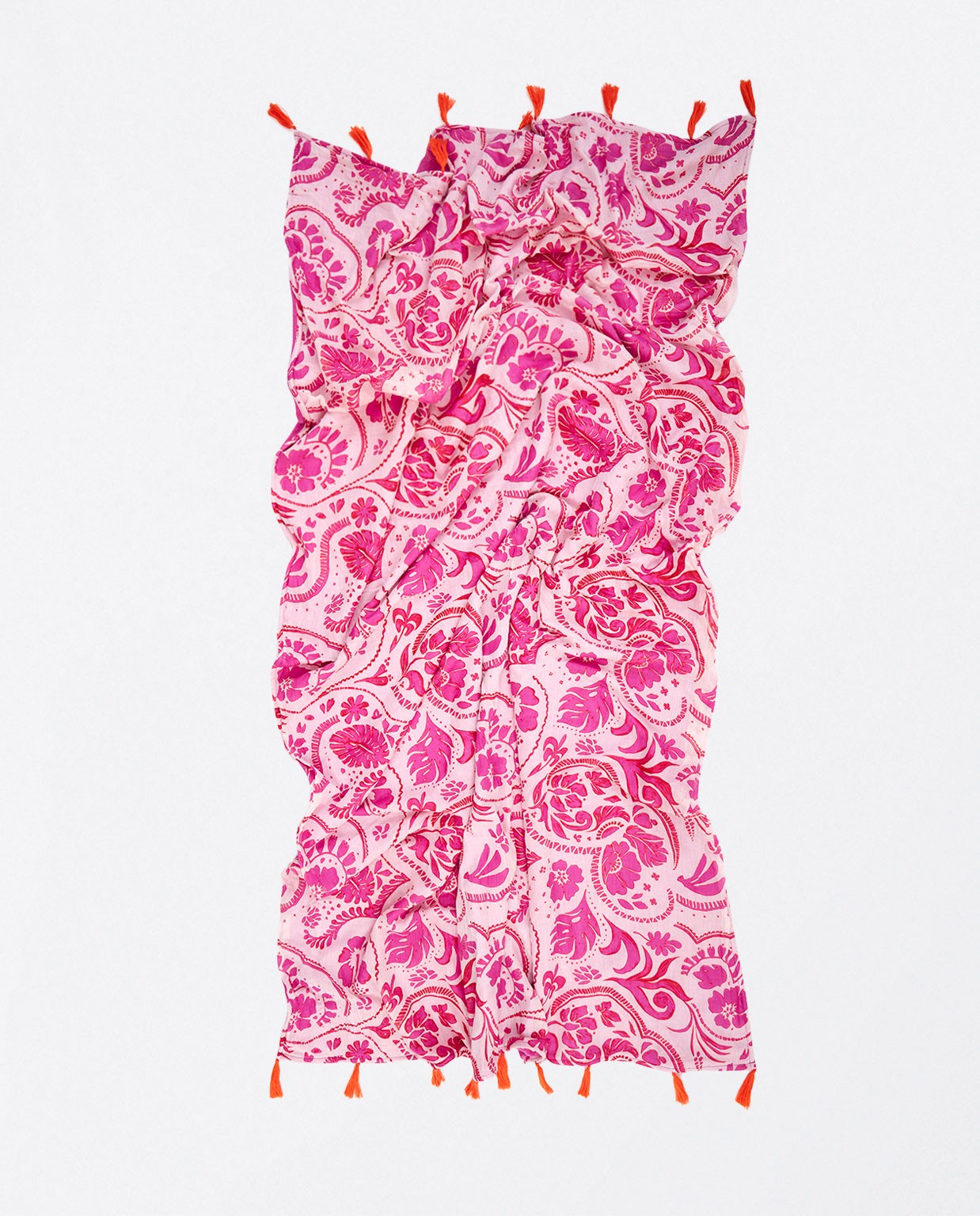 Foulard con pom pom Fucsia