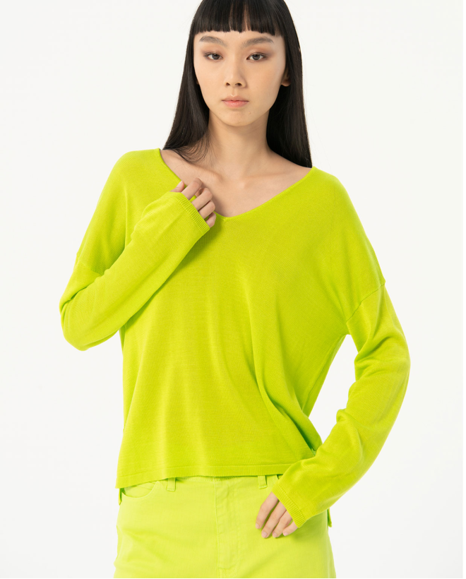 Pullover in tricot elasticizzato Verde acido