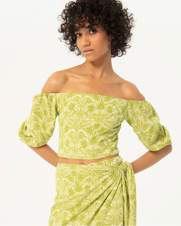 Camicetta off-shoulder crop top Verde