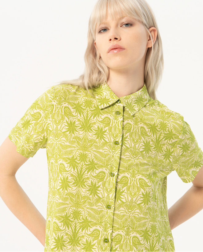 Camicia a maniche corte stampata Verde