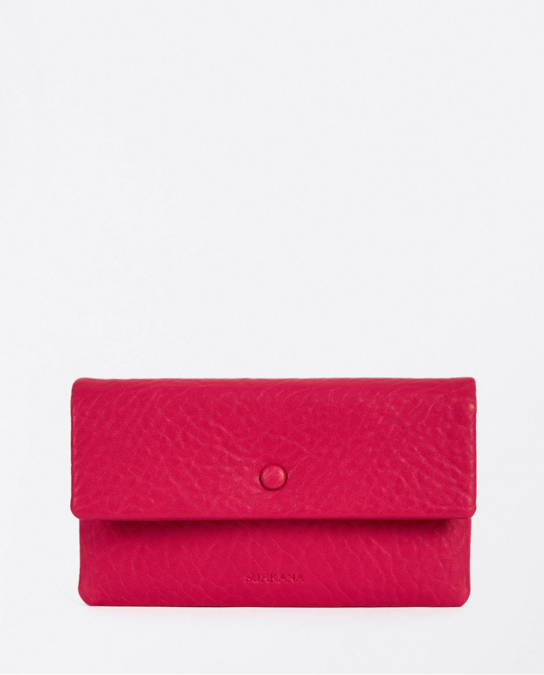 Smooth textured large wallet Fuchsia