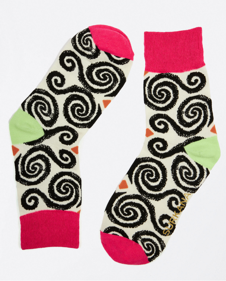 Printed ankle socks White