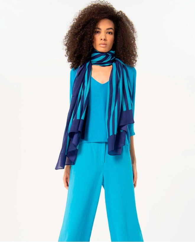 Foulard sarong stampato Azzurro