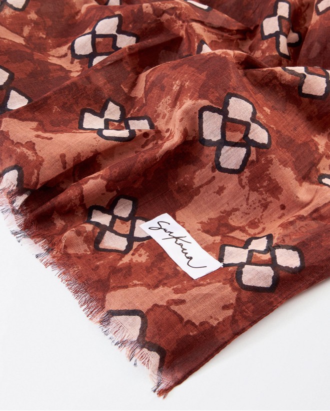 Sciarpa sarong stampata Marrone