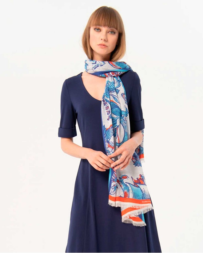Foulard sarong stampata Azzurro