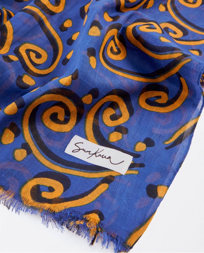 Sciarpa sarong stampata Azzurro
