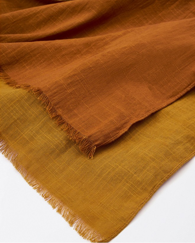 Foulard sarong degradato con frange Tabacco