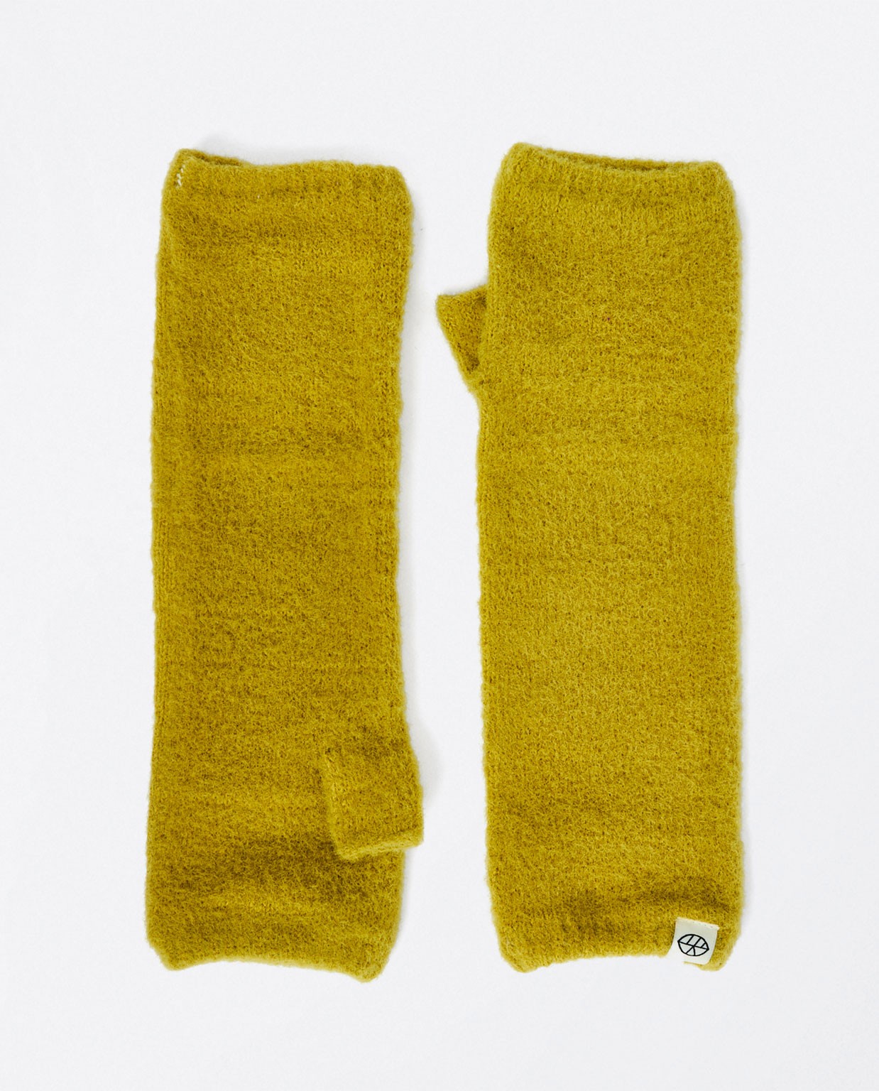 Long knitted mittens Acid green