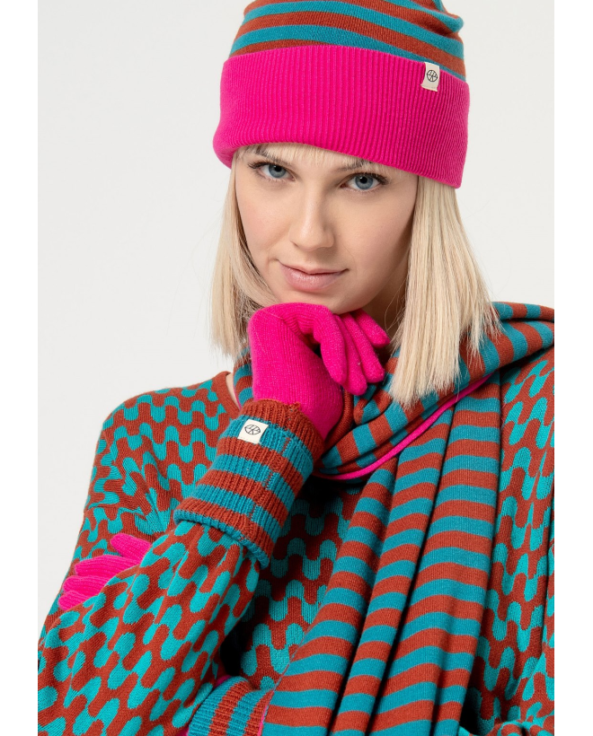 Combination knitted hat Fuchsia