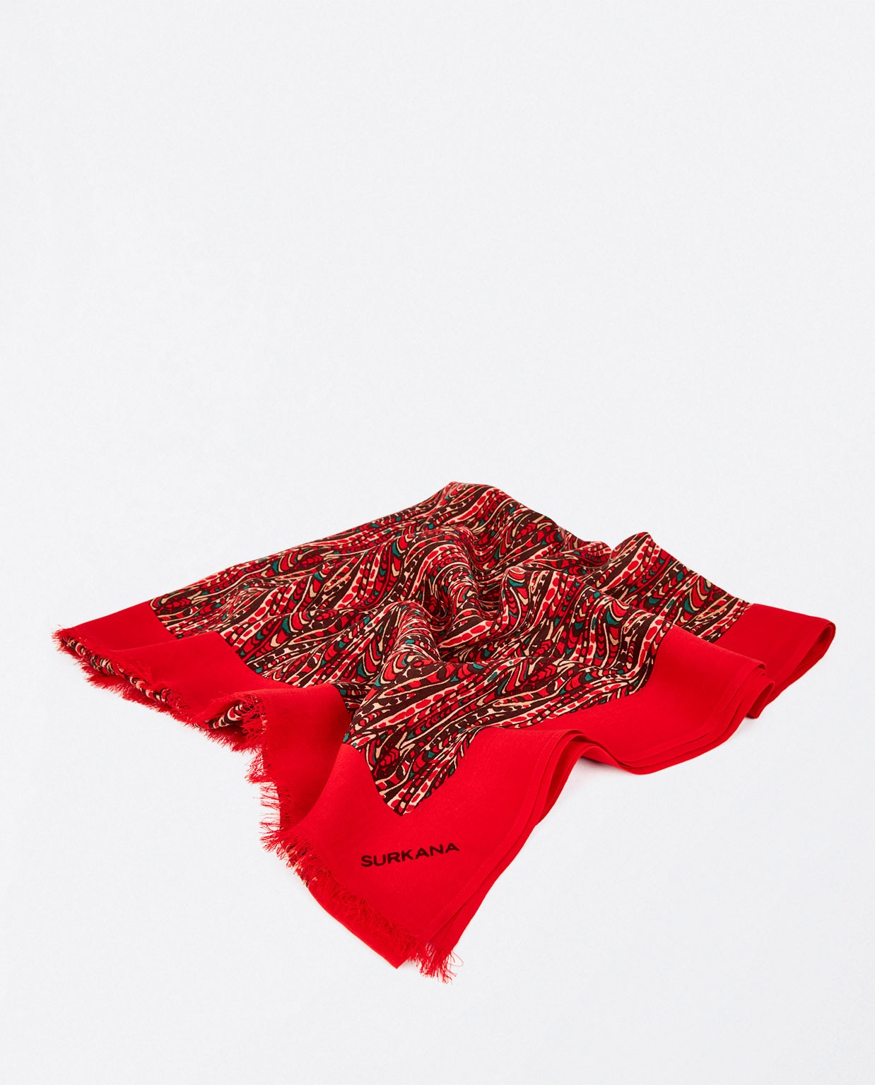 Printed viscose scarf Red