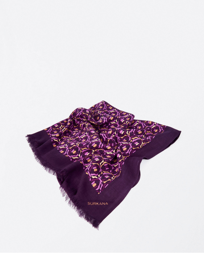 Printed viscose scarf Purple