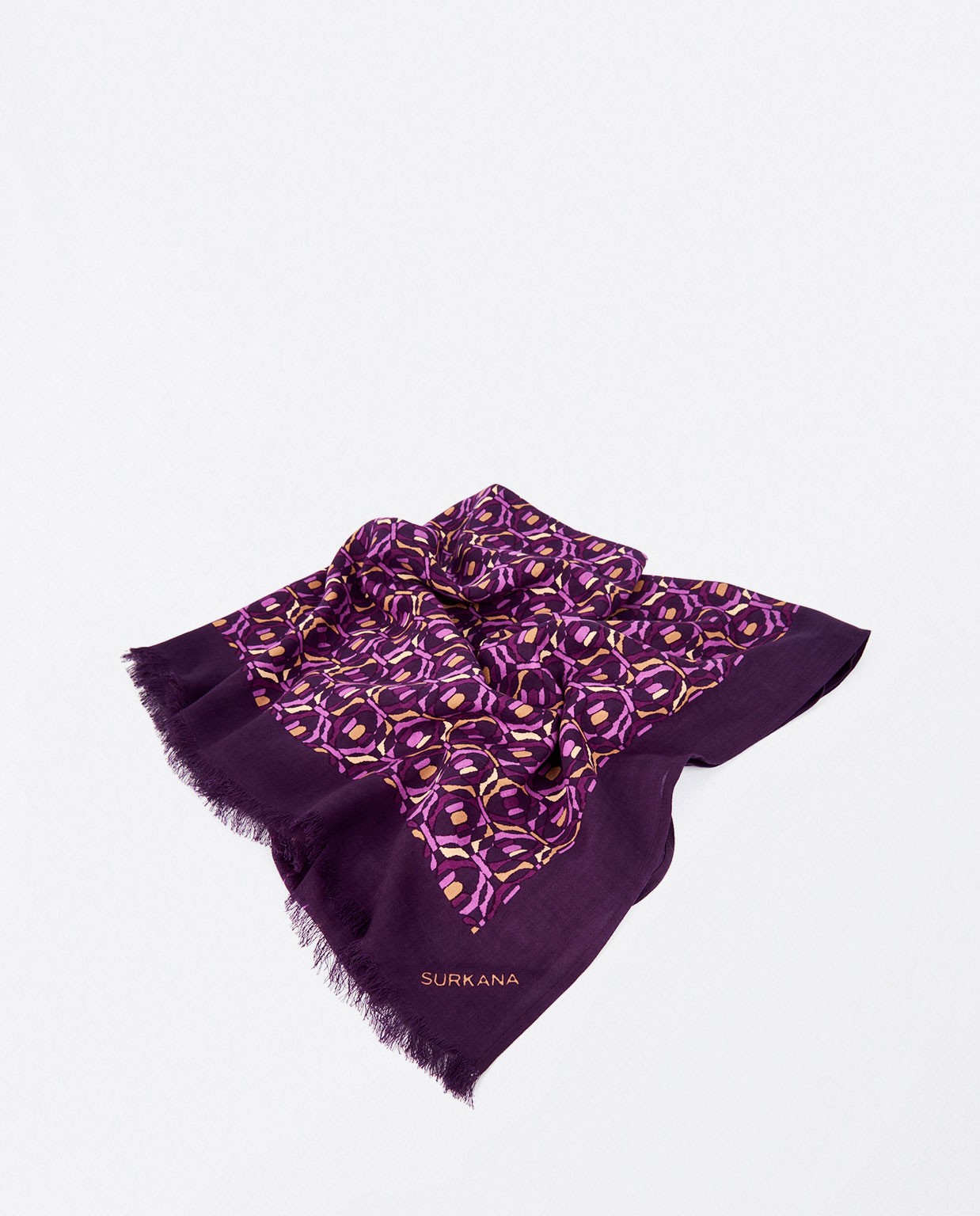 Printed viscose scarf Purple