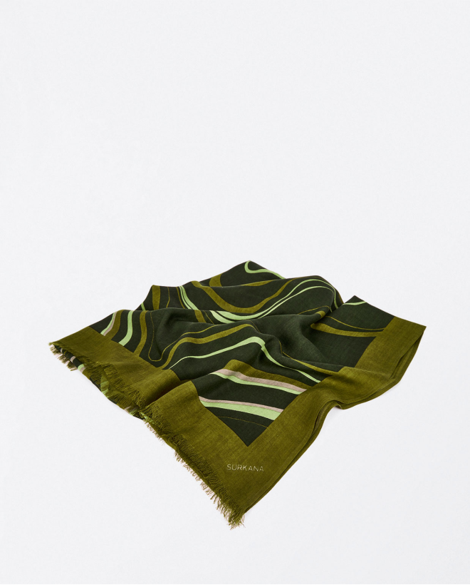 Printed viscose scarf Green