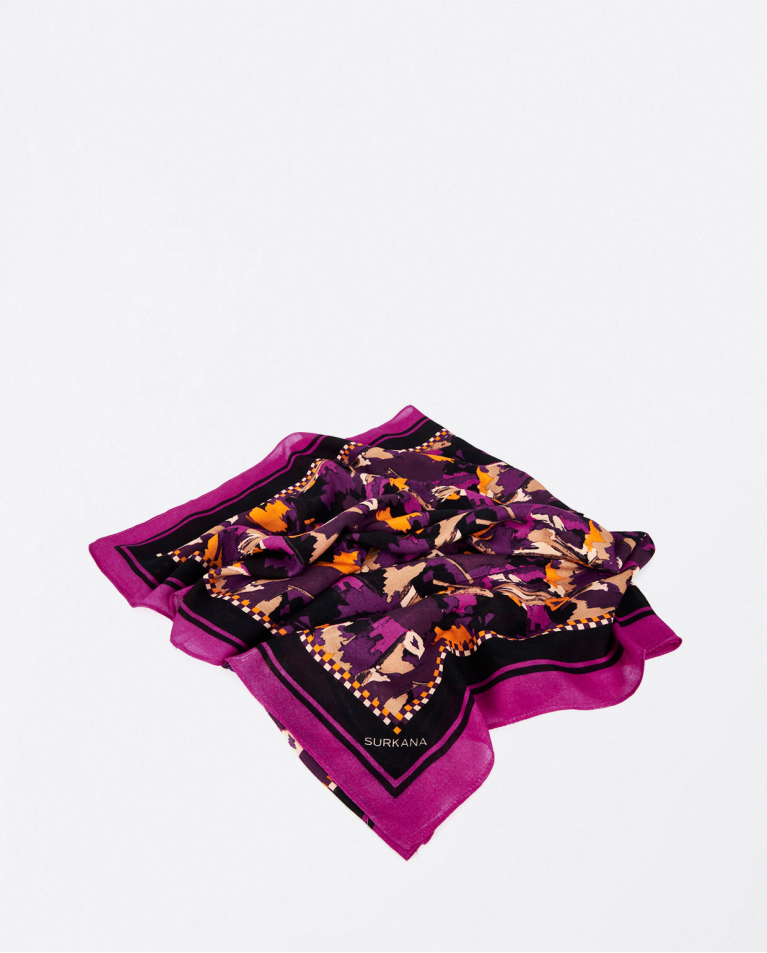 Printed viscose scarf Purple