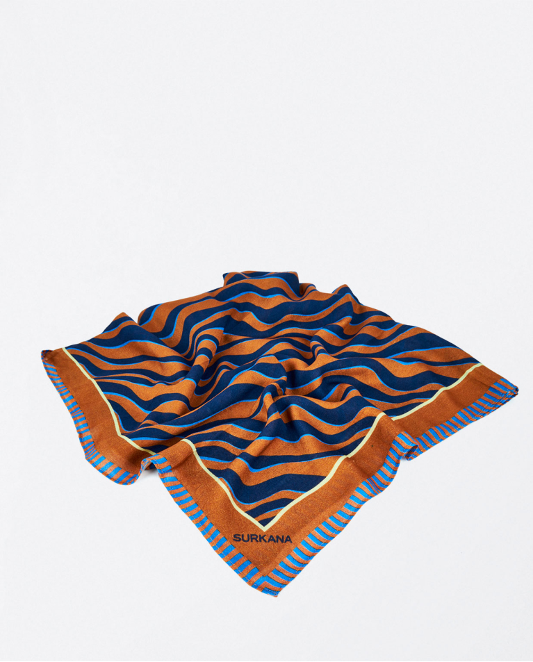 Printed viscose scarf Brown