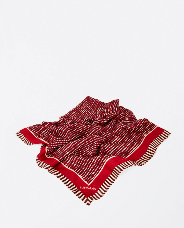 Printed viscose scarf Red