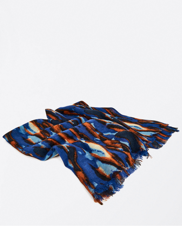 Printed viscose scarf Blue