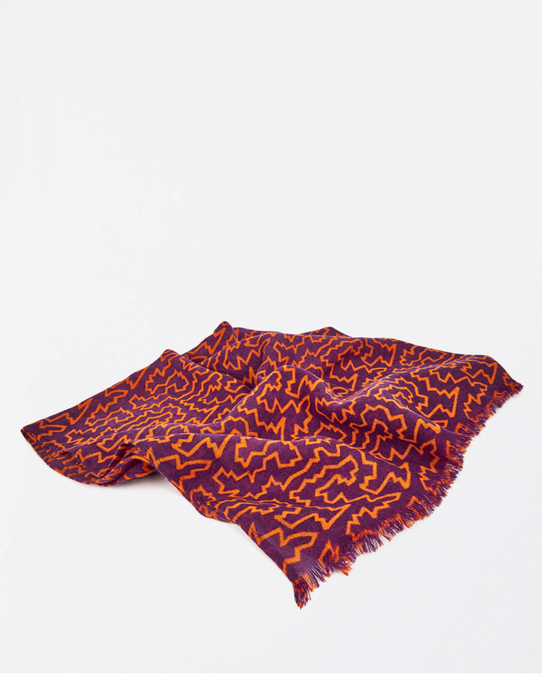 Printed viscose scarf Purple