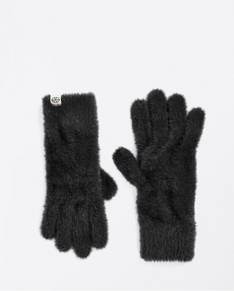 Plain knitted gloves Black