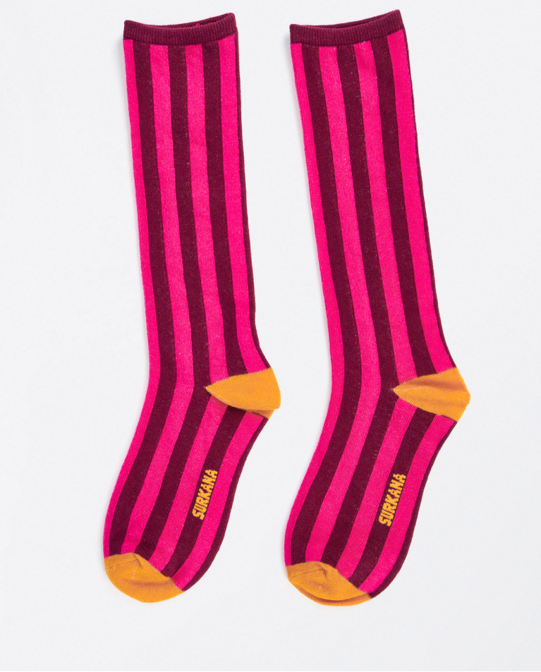 High jacquard socks Fuchsia