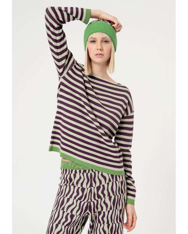 Striped jacquard sweater Acid green