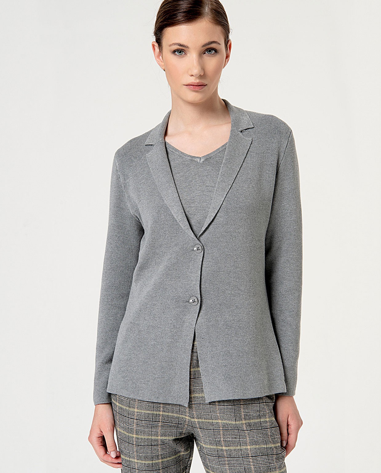 Blazer in maglia elasticizzata Grigio