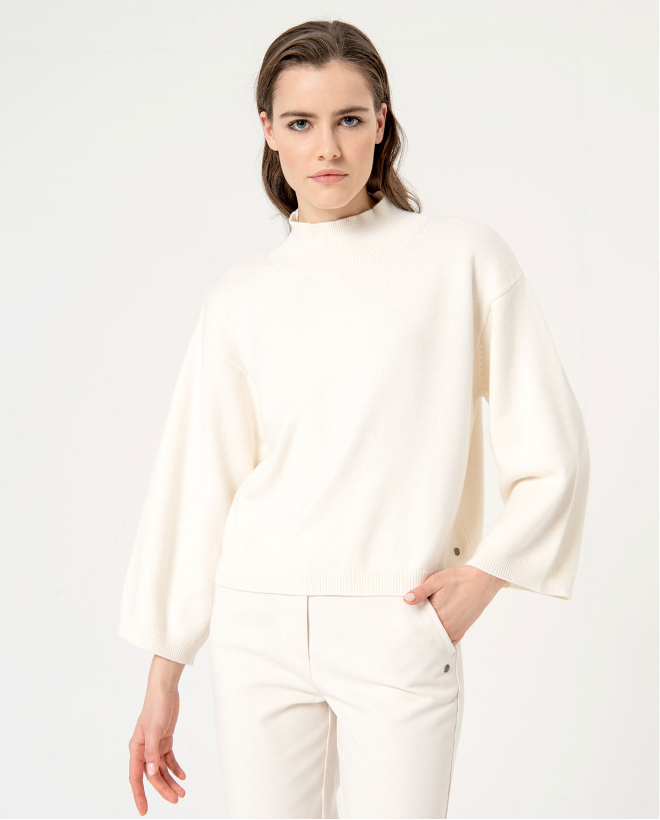 Maglione oversize in maglia grossa Crudo