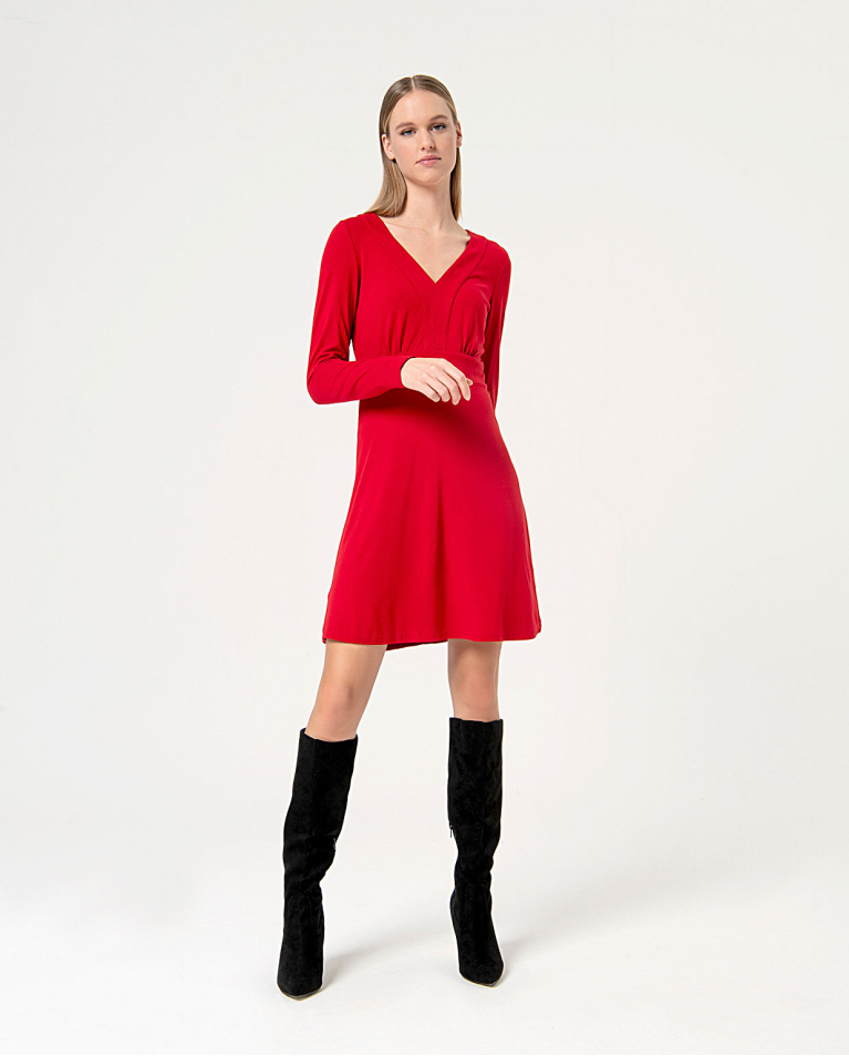 Smooth short stretch viscose viscose dress Red