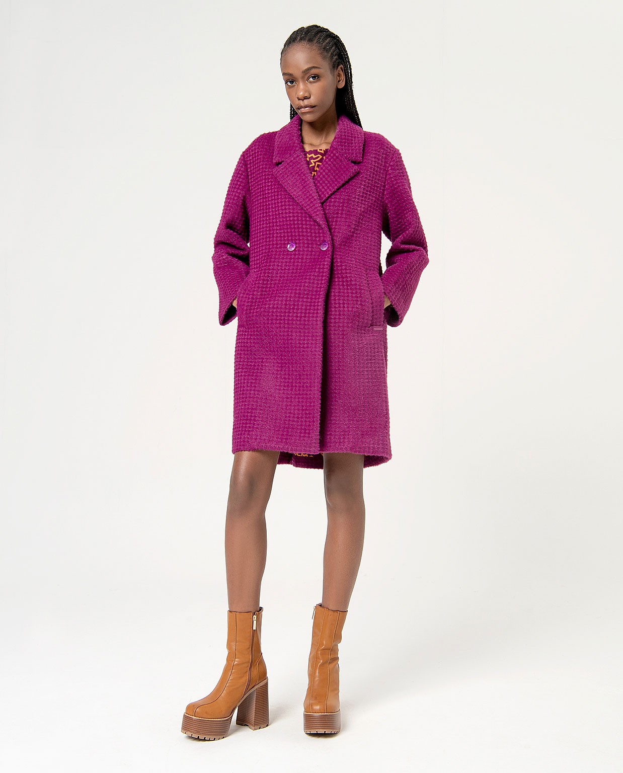 Smooth lined structure coat Purple