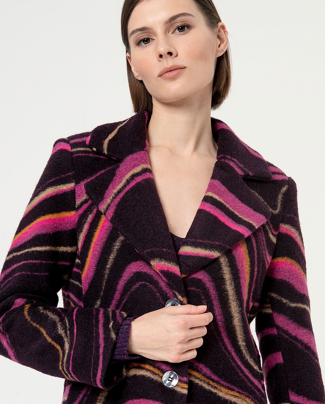 Cappotto oversize stampato a onde Porpora