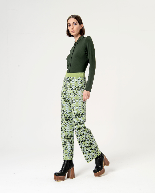 Pantalone jacquard elasticizzato Multi