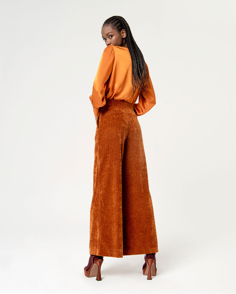 Smooth velvet palazzo palazzo pants Orange