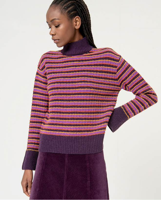 Striped structured wool...