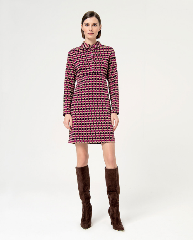 Jacquard dress with polo...