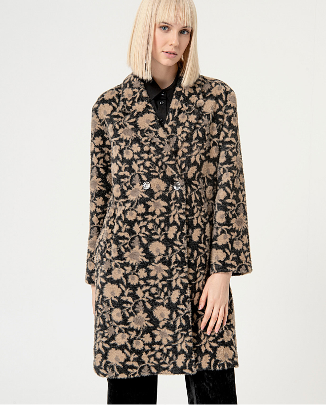 Cappotto jacquard oversize doppio incrocio Nero