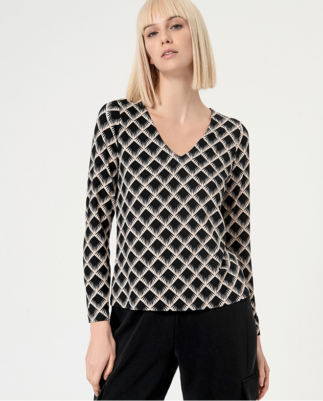 Blouse elastica scollo a V...