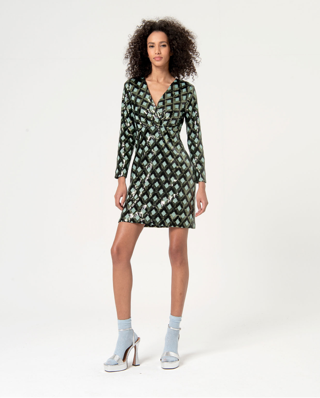 Short sequin dress Green