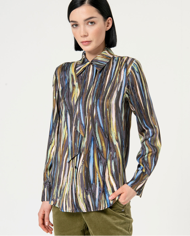 Satin shirt with printed...