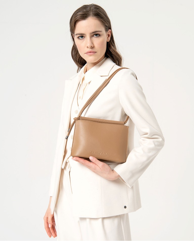 Vegan leather cross body bag Camel