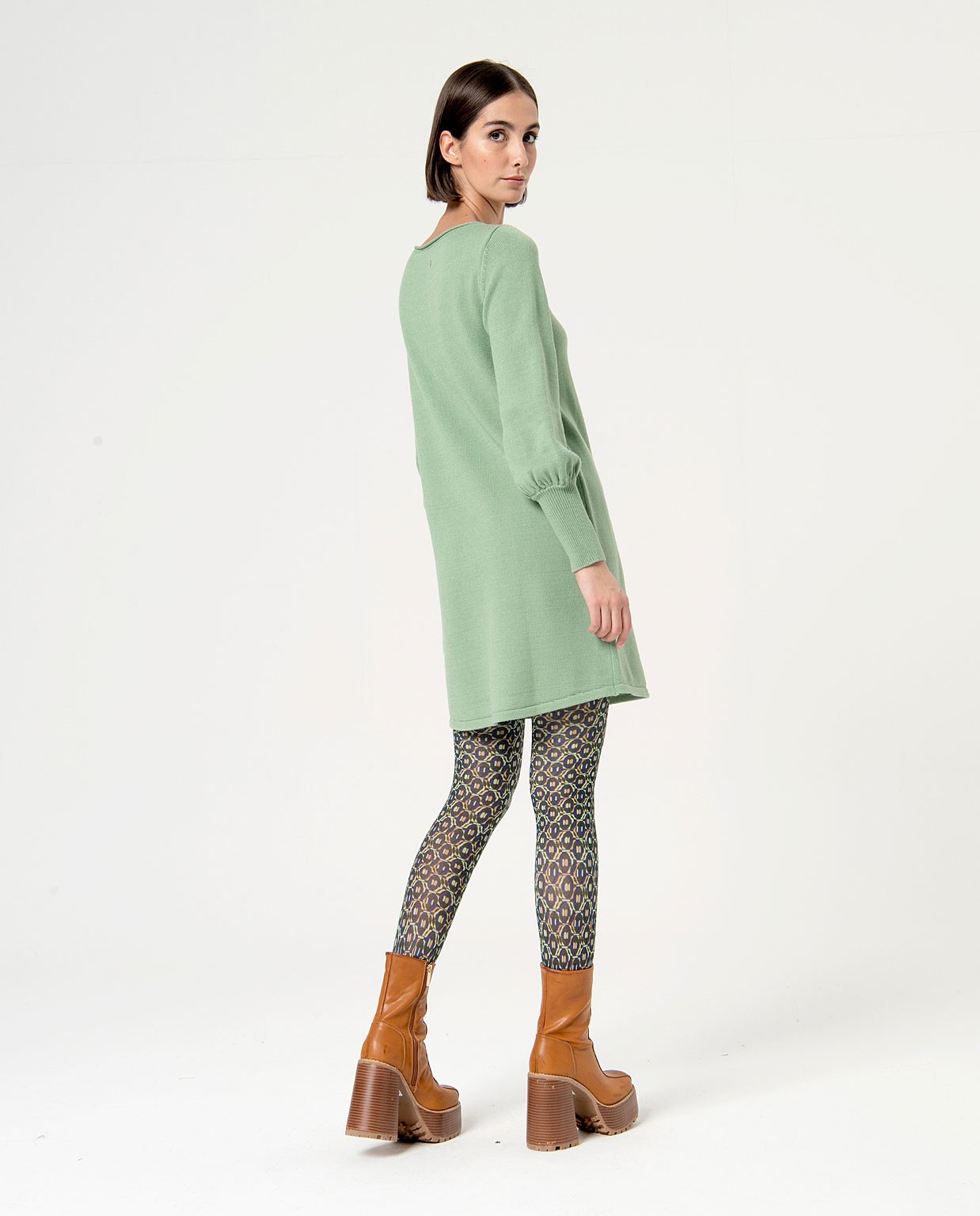 Printed nylon tights Green