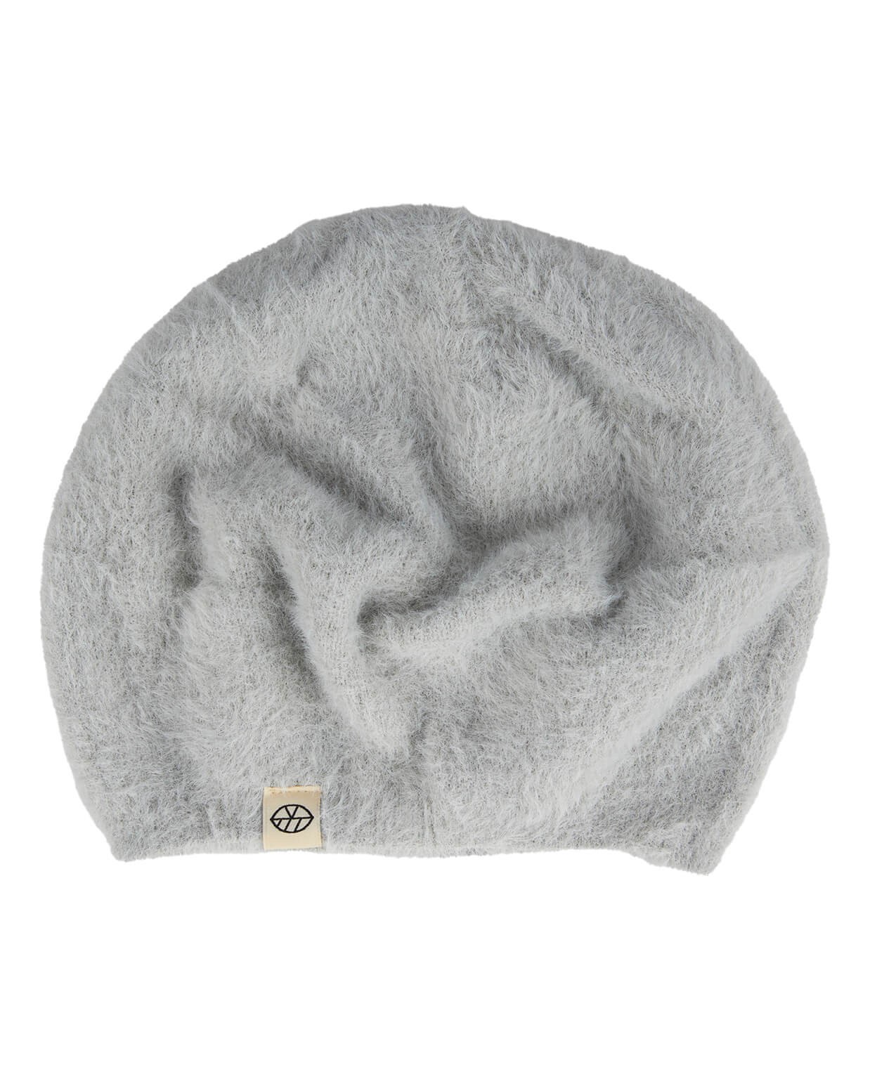 Smooth knitted beret with fur Grey