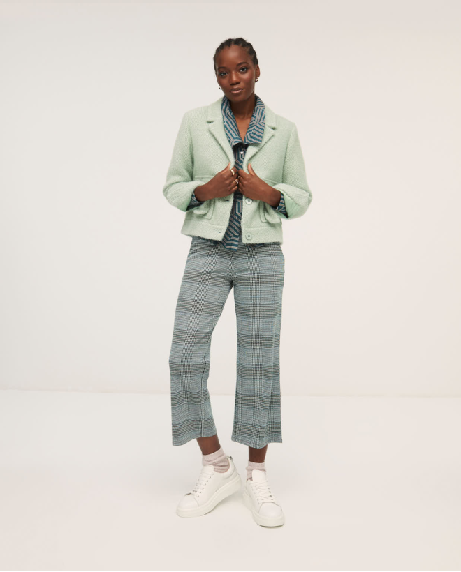 Wide cropped trousers Petrol blue