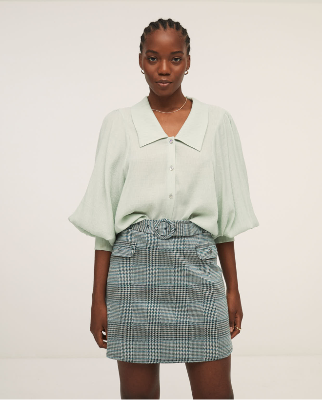 Short skirt with belt Petrol blue