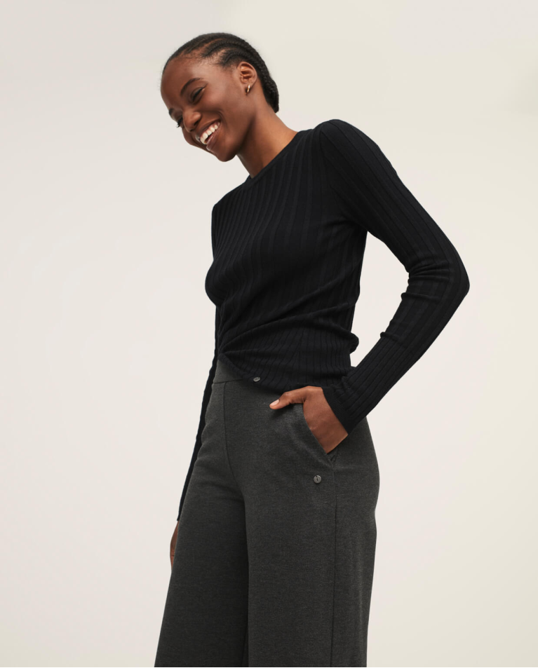 Wide crop trousers Dark grey