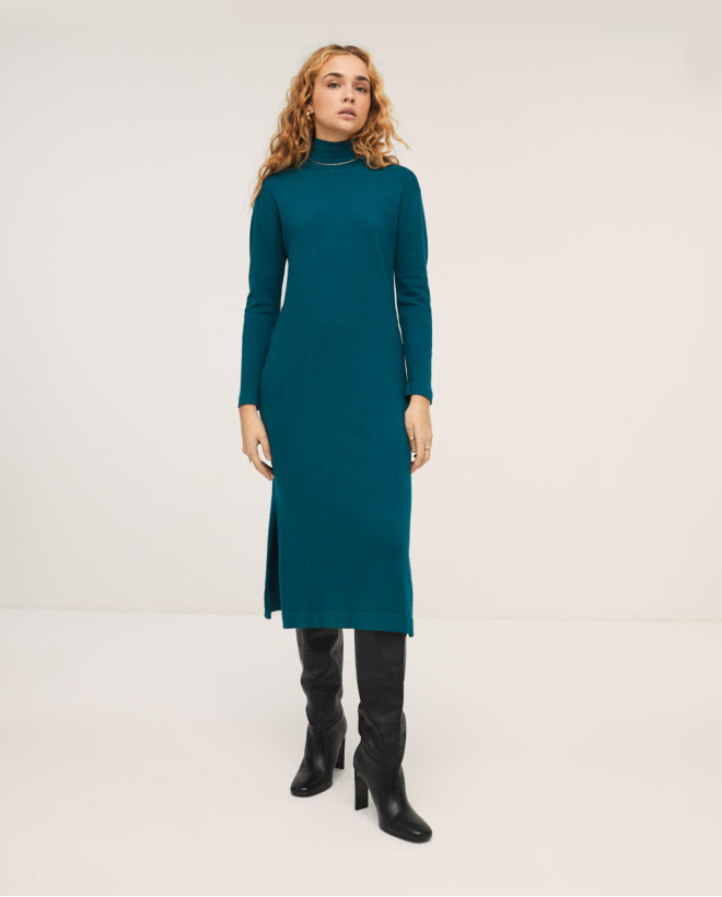 Tricot dress with high neck...