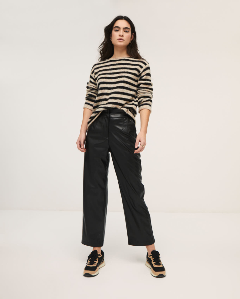 High waist straight leg pants Black