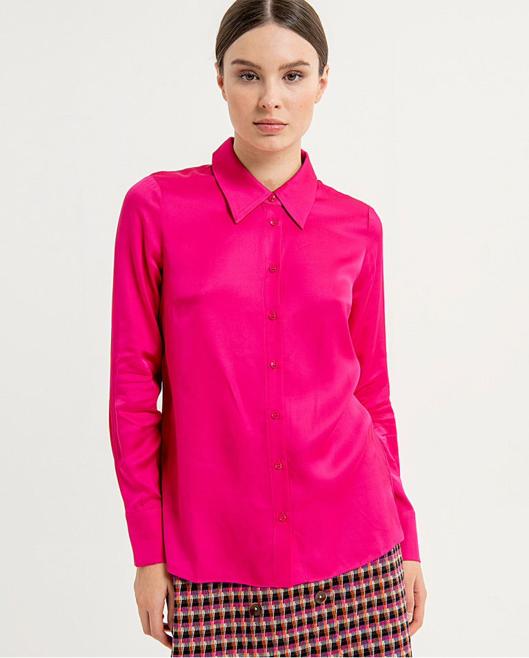 Plain long sleeve shirt Fuchsia