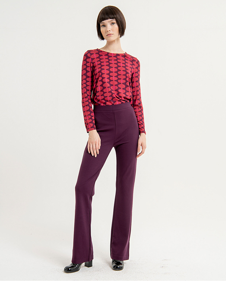 Flare pants with side slits Purple